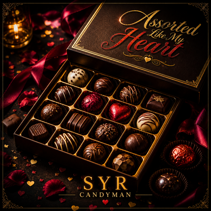Assorted Like My Heart Album Cover chocolate sitting in a sampler box