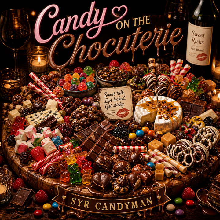 Candy On The Chocuterie album art - image of an indulgent charcuterie board with the addtion of chocolate and candy