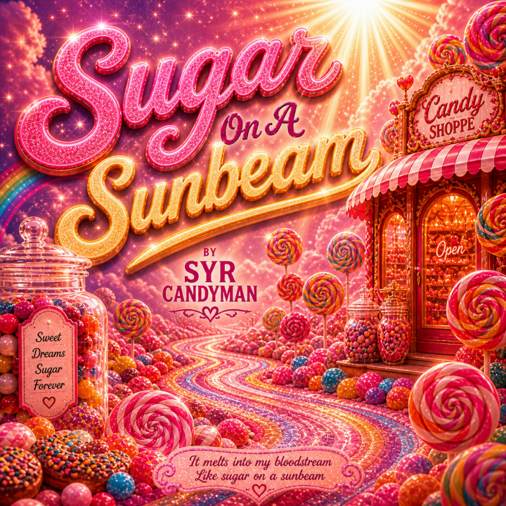 Sugar On A Sunbean Album art - a brightly colored candyland
