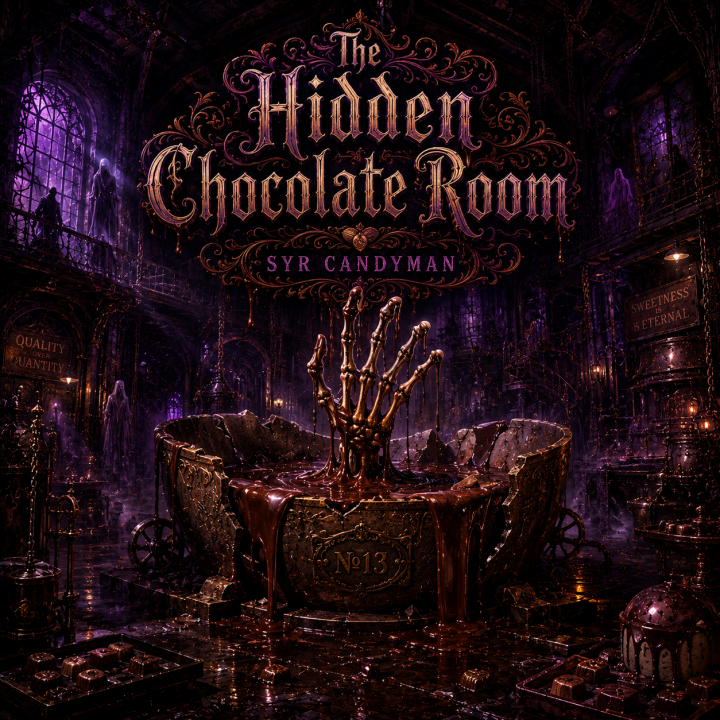 The Hidden Chocolate Room - an old chocolate room where a skeleton hand emerges from an old chocolate vat